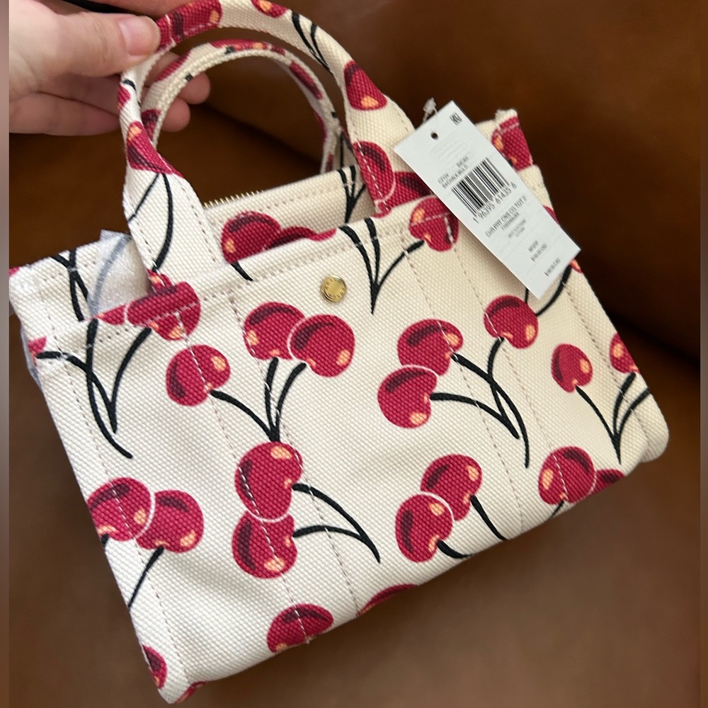 Coach Cargo Cherry Print Canvas Tote Bag 20 - Picture 3 of 13